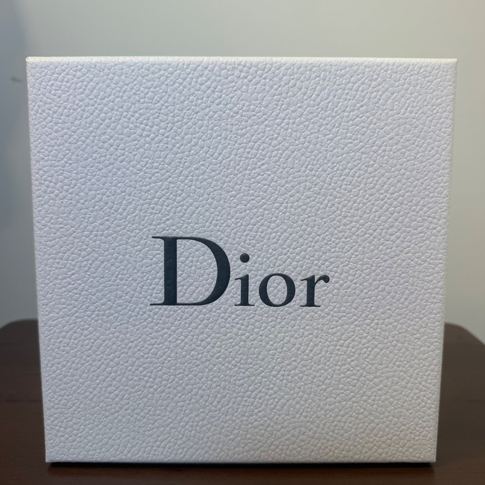 Dior Empty Gift Box White Pebbled Textured 9x9x4.5 Tissue Paper Ribbon Authentic